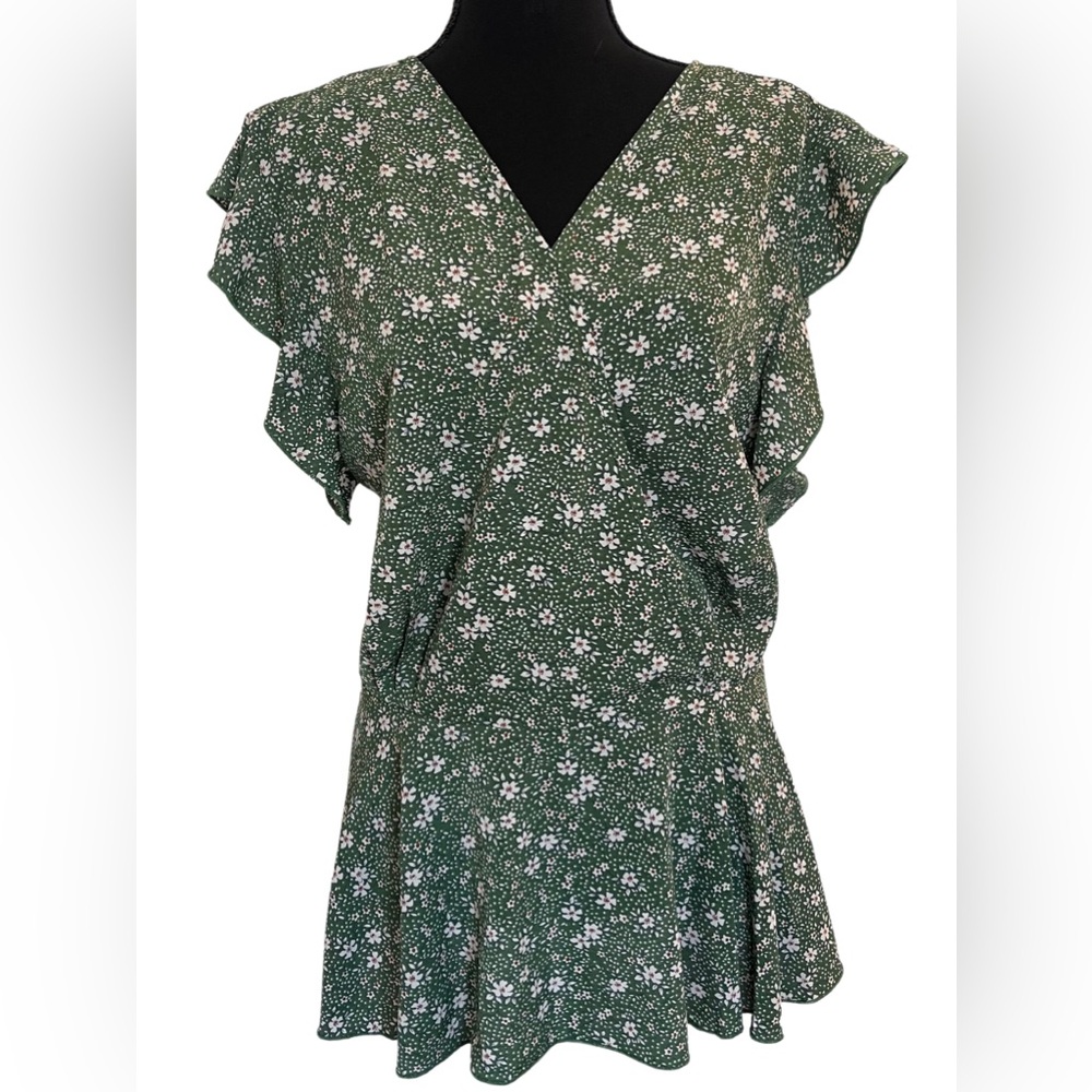 Green Floral Blouse
